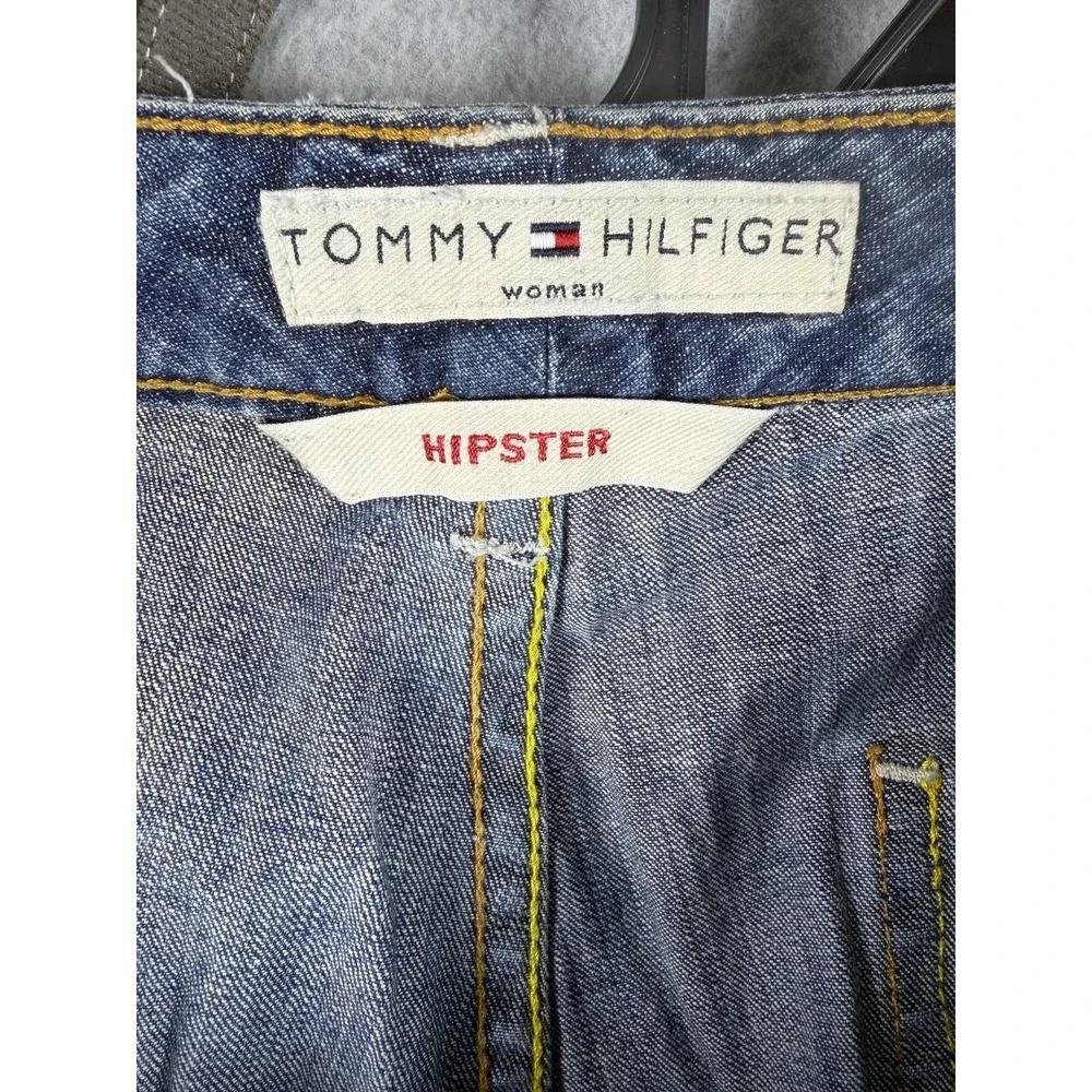 Tommy‎ Hilfiger Jeans Womens 18 Blue Hipster Capri Embroidered Flower Stretch